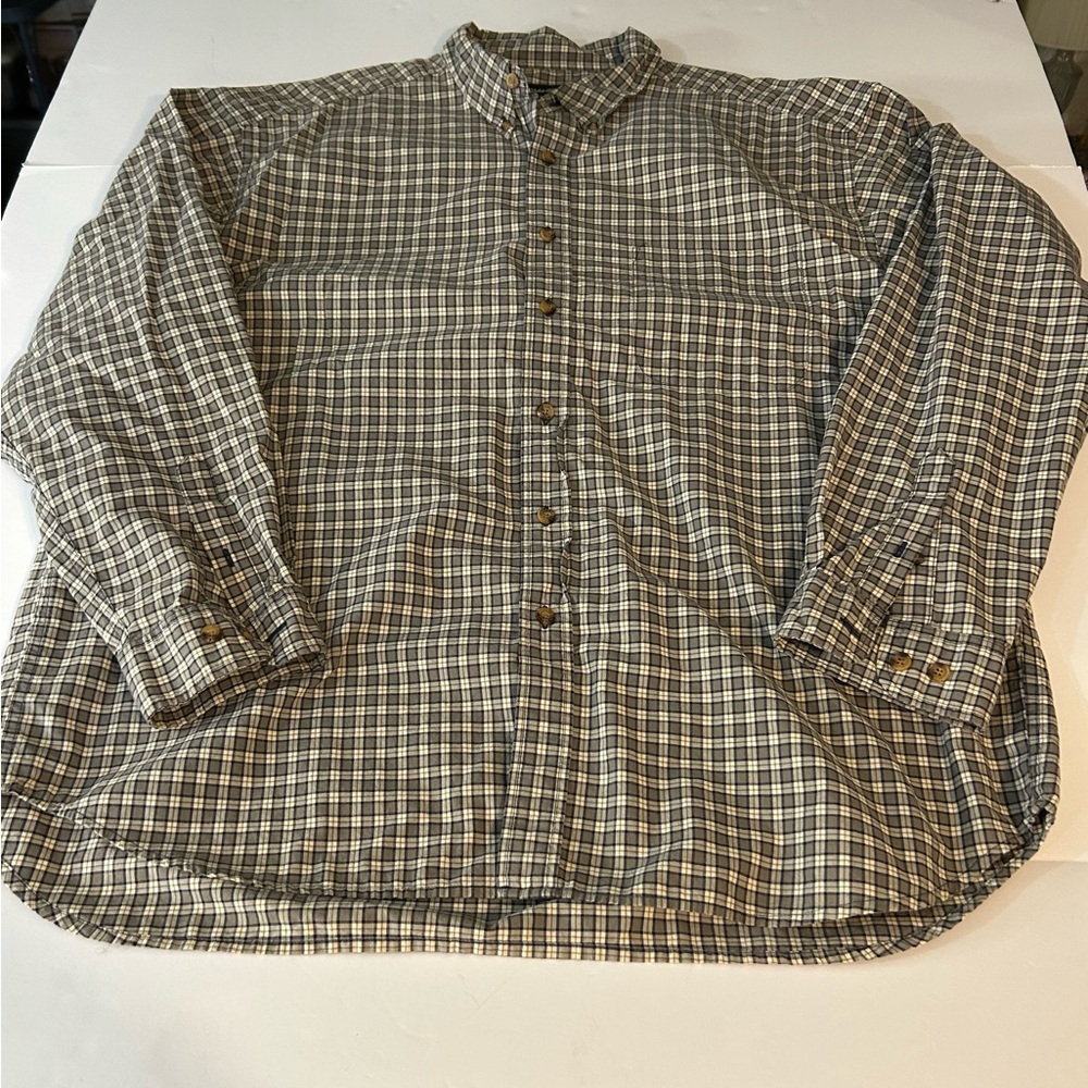 Eddie Bauer Gray/Black Plaid Button-DownCasual Shirt‎ XXL